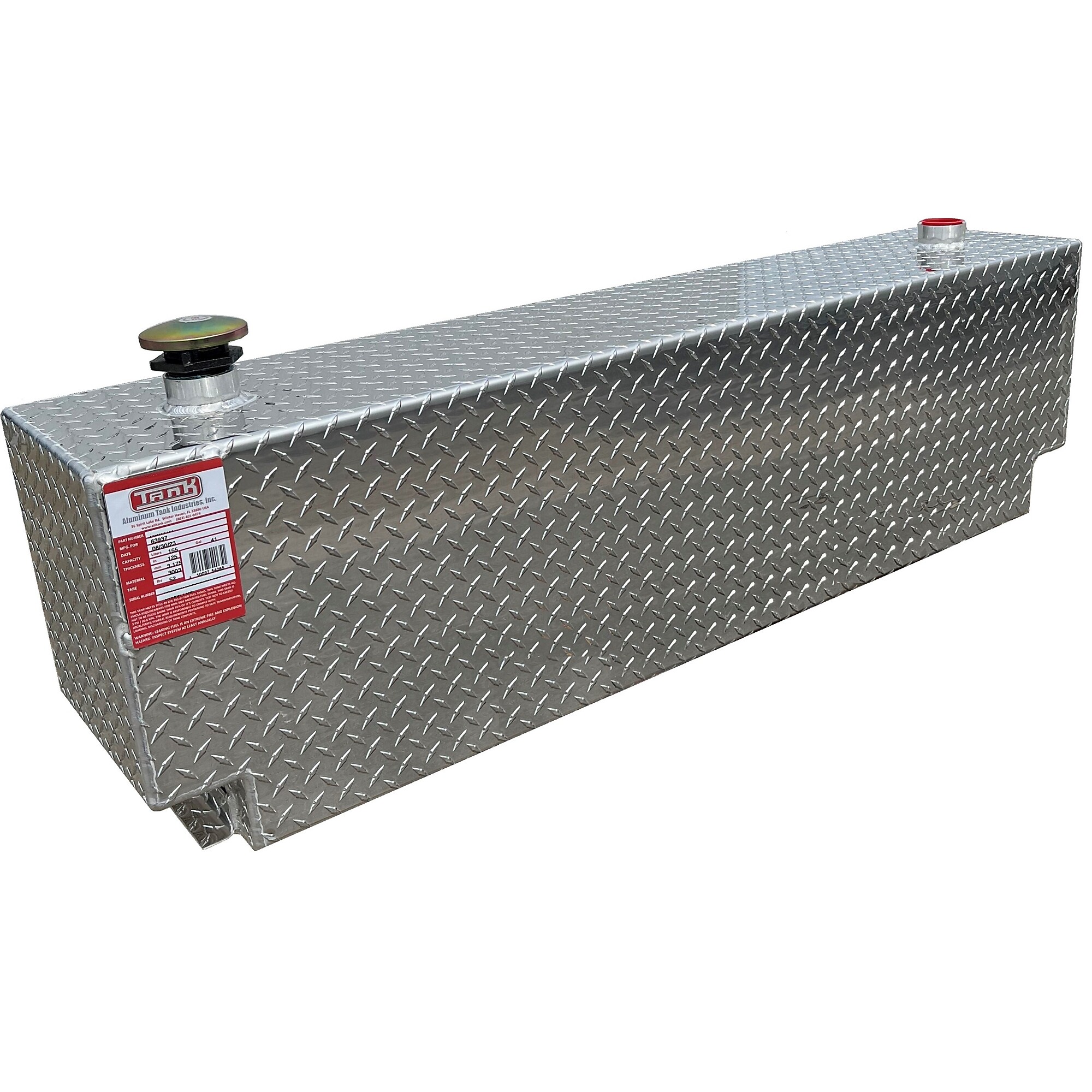 DOT Approved Diamond Plate Aluminum Refueling Tank - 43 Gal. Capacity, Rectangle, Model# TTR43